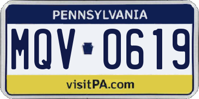 PA license plate MQV0619