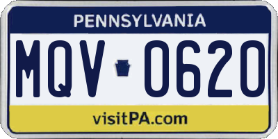 PA license plate MQV0620