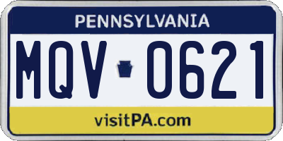 PA license plate MQV0621