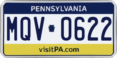 PA license plate MQV0622