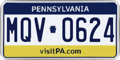 PA license plate MQV0624