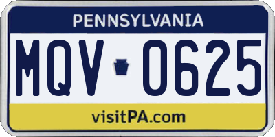 PA license plate MQV0625