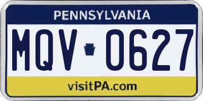 PA license plate MQV0627