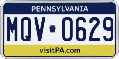 PA license plate MQV0629