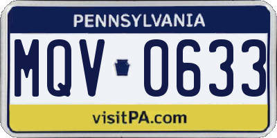 PA license plate MQV0633