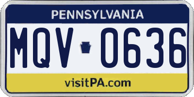 PA license plate MQV0636