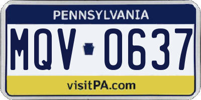 PA license plate MQV0637