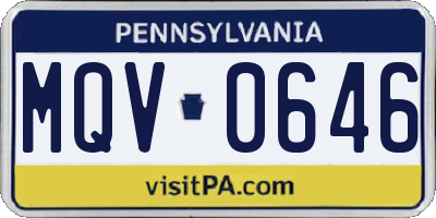 PA license plate MQV0646