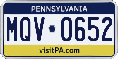 PA license plate MQV0652