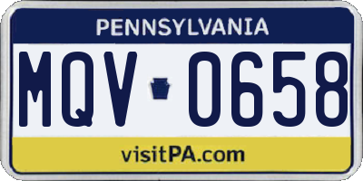 PA license plate MQV0658