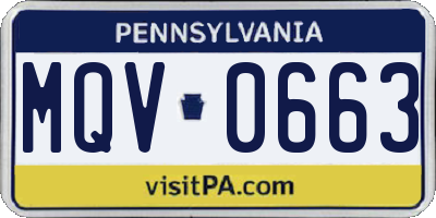 PA license plate MQV0663