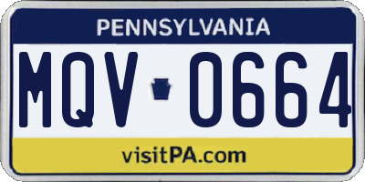 PA license plate MQV0664