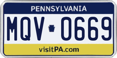 PA license plate MQV0669