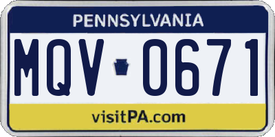 PA license plate MQV0671