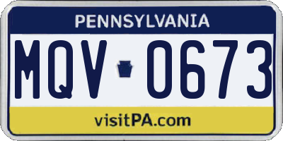 PA license plate MQV0673