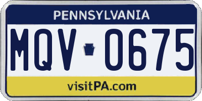 PA license plate MQV0675