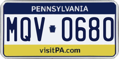 PA license plate MQV0680