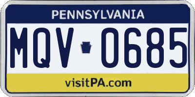 PA license plate MQV0685