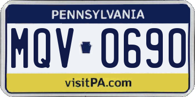 PA license plate MQV0690