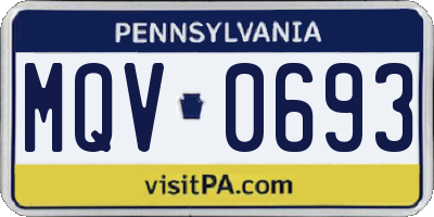PA license plate MQV0693