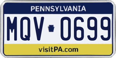 PA license plate MQV0699