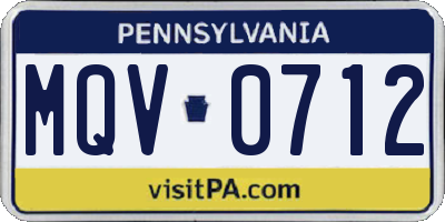 PA license plate MQV0712