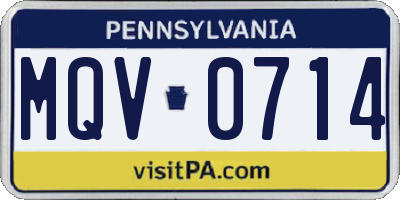 PA license plate MQV0714