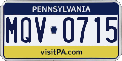 PA license plate MQV0715
