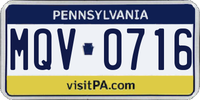 PA license plate MQV0716