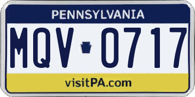 PA license plate MQV0717