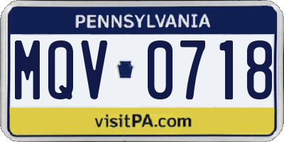PA license plate MQV0718