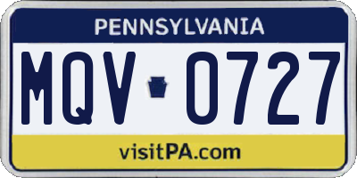 PA license plate MQV0727