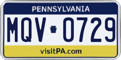 PA license plate MQV0729
