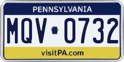PA license plate MQV0732