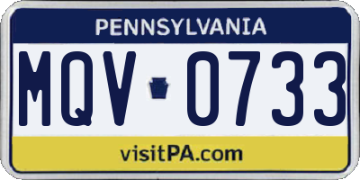 PA license plate MQV0733