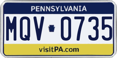 PA license plate MQV0735