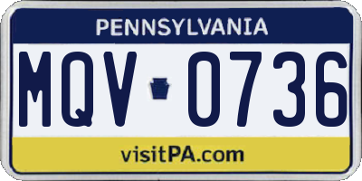 PA license plate MQV0736
