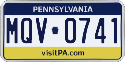 PA license plate MQV0741