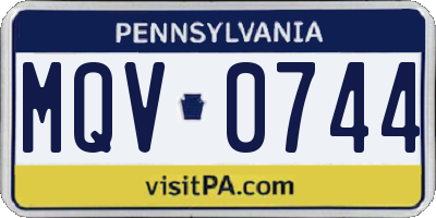 PA license plate MQV0744
