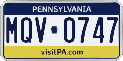PA license plate MQV0747