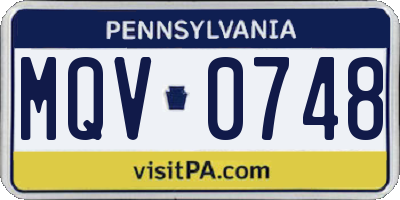 PA license plate MQV0748