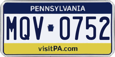 PA license plate MQV0752