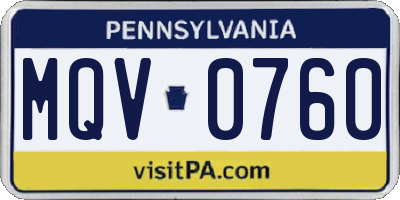 PA license plate MQV0760