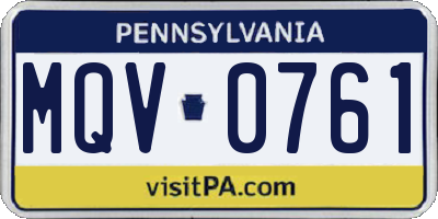PA license plate MQV0761