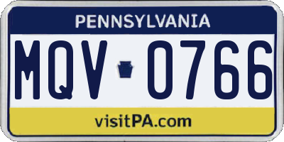 PA license plate MQV0766