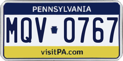 PA license plate MQV0767