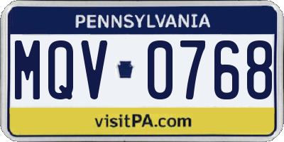 PA license plate MQV0768