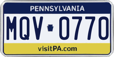 PA license plate MQV0770