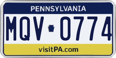 PA license plate MQV0774