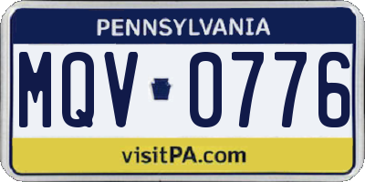 PA license plate MQV0776